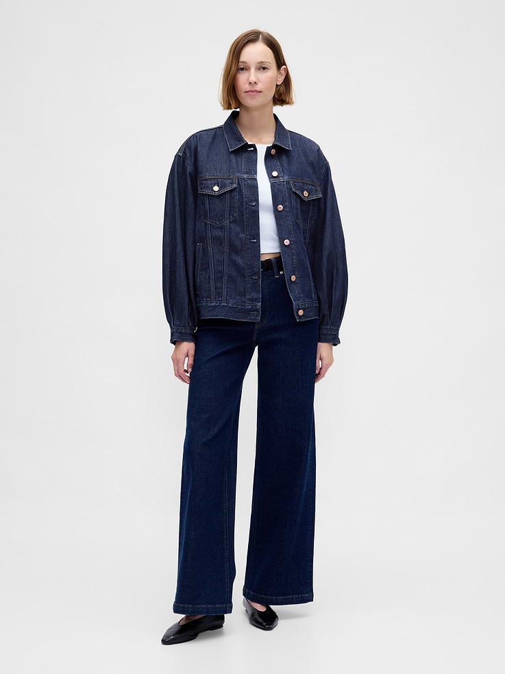 Image number 2 showing, UltraSoft Oversized Balloon-Sleeve Icon Denim Jacket