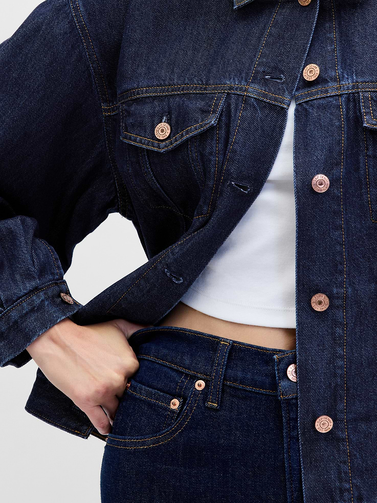 Image number 4 showing, UltraSoft Oversized Balloon-Sleeve Icon Denim Jacket