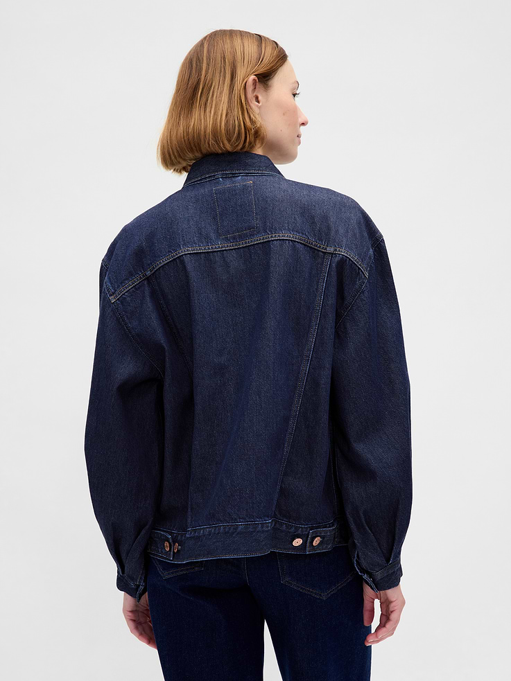 Image number 3 showing, UltraSoft Oversized Balloon-Sleeve Icon Denim Jacket