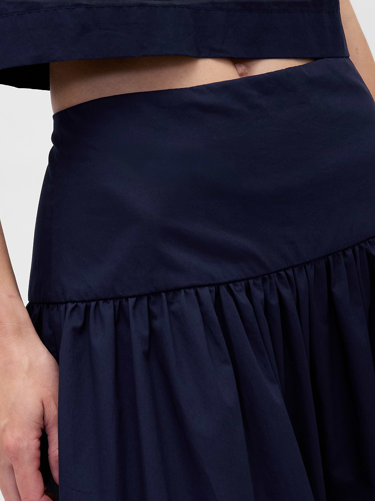 L'image numéro 4 présente Jupe longue à taille basse en popeline