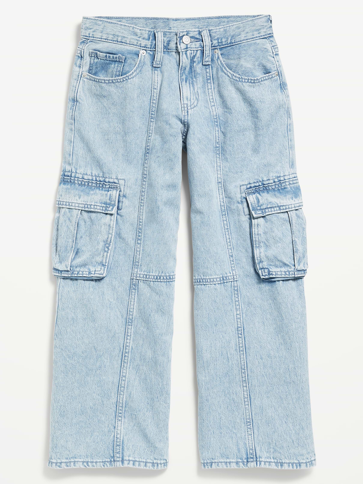 Image number 2 showing, High-Waisted Super Baggy Wide-Leg Cargo Jeans for Girls