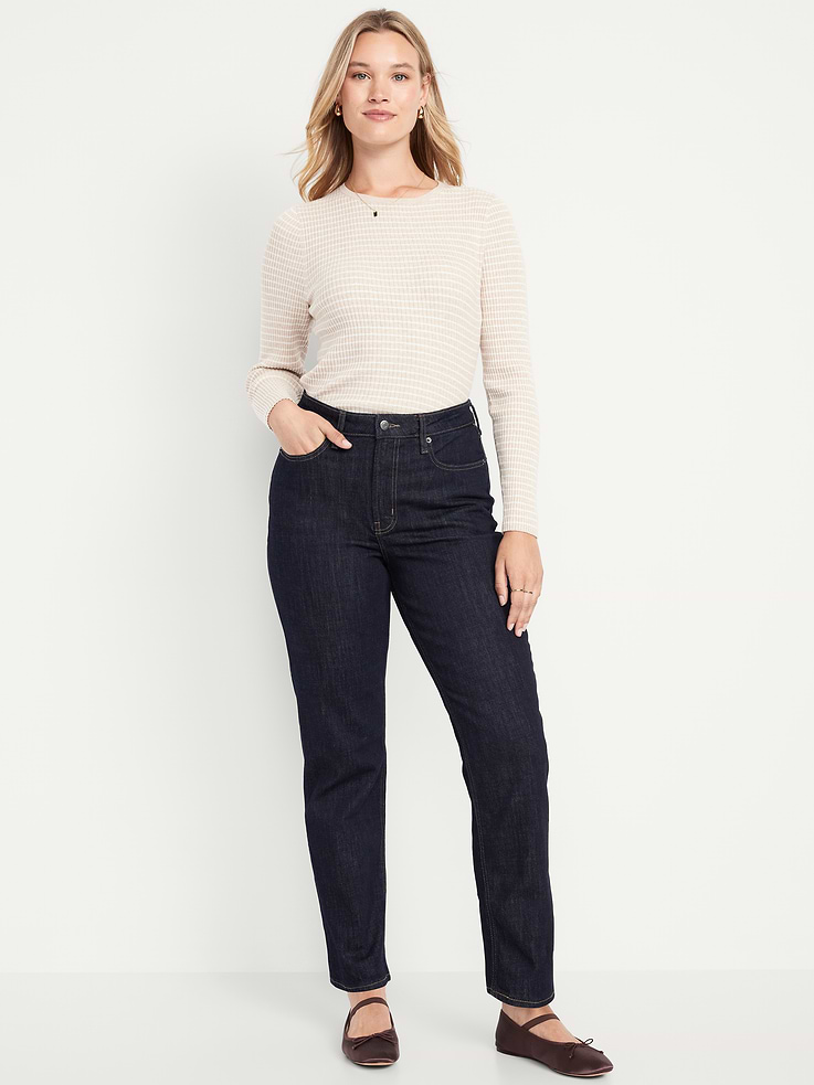Image number 7 showing, Extra High-Waisted Straight Jeans