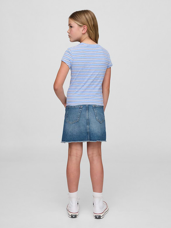 Kids High Rise Denim Skirt