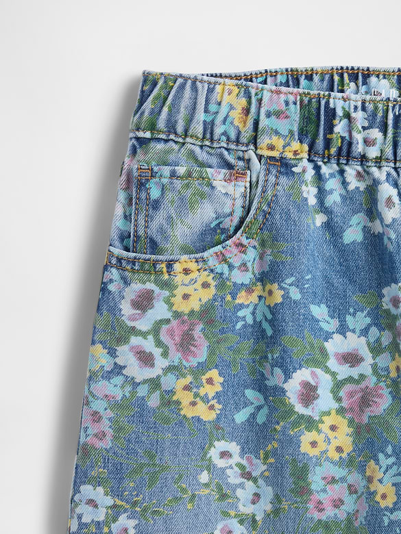 Kids Floral Easy Baggy Jeans