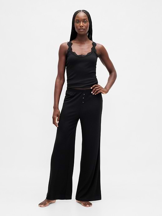 MiniRib Wide-Leg PJ Pants - True black by Gap