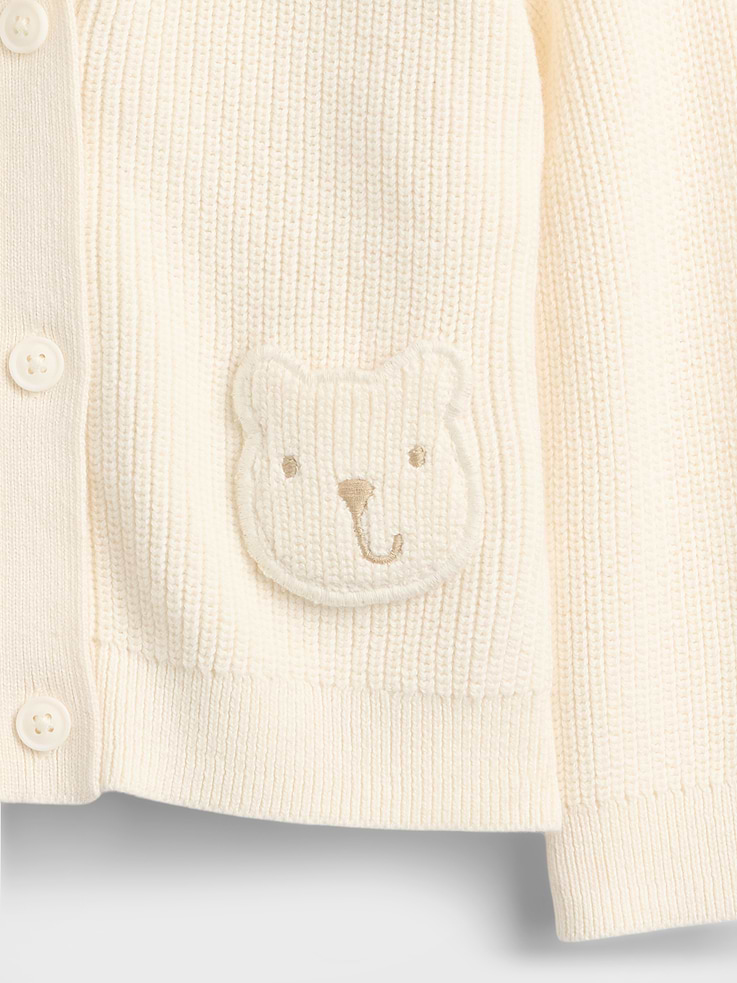 Image 3 of 3, Baby Bear Pocket Cardigan Sweater