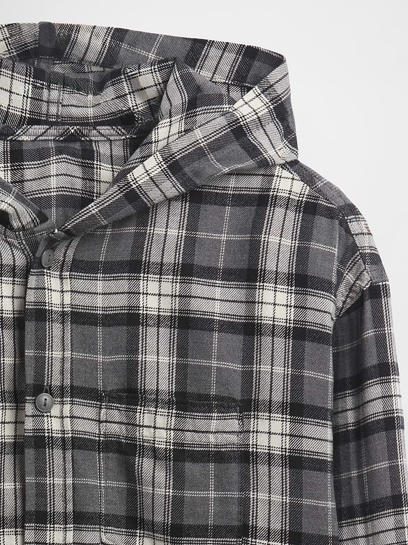 Kids Organic Cotton Hooded Flannel Shirt