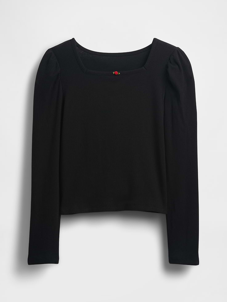 Image number 2 showing, Kids Rib Puff-Sleeve Top