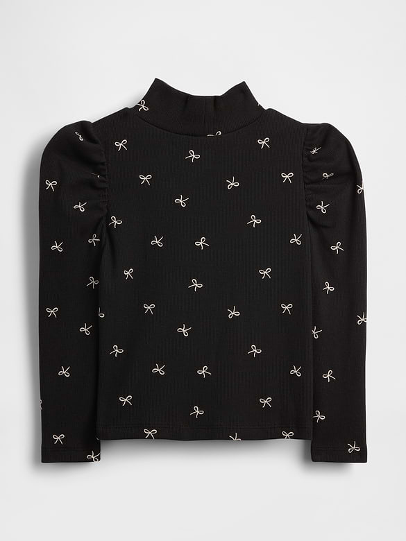 Baby & Toddler Puff-Sleeve Rib Mockneck