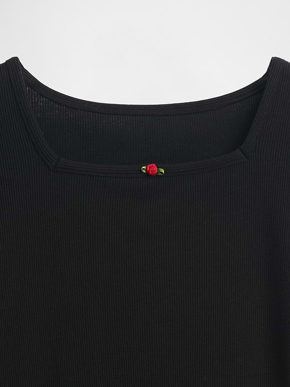 Kids Rib Puff-Sleeve Top