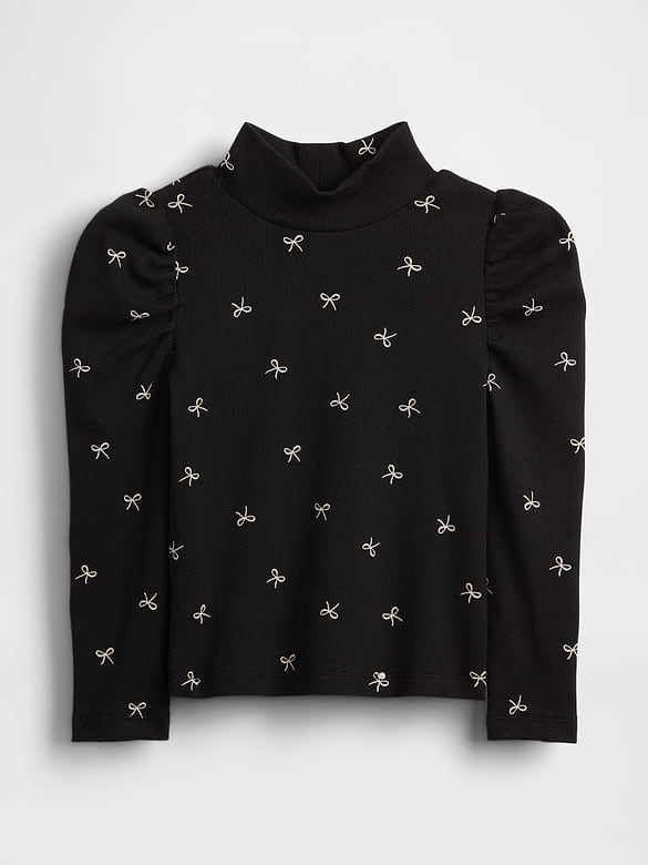 Baby & Toddler Puff-Sleeve Rib Mockneck