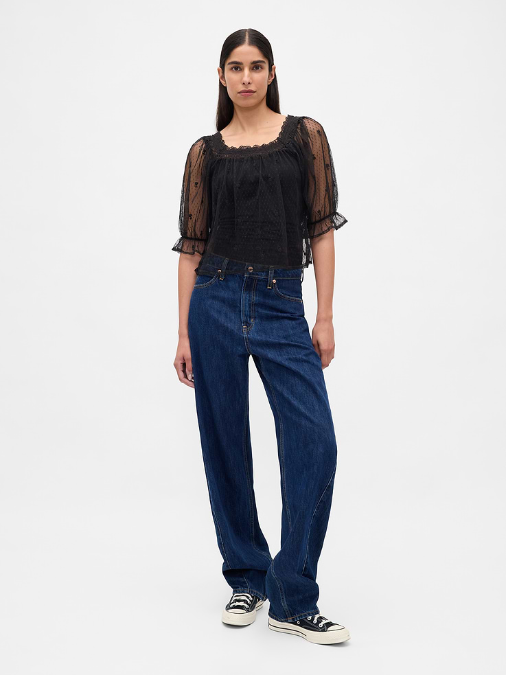 Image number 2 showing, Sheer Tulle Embroidered Top