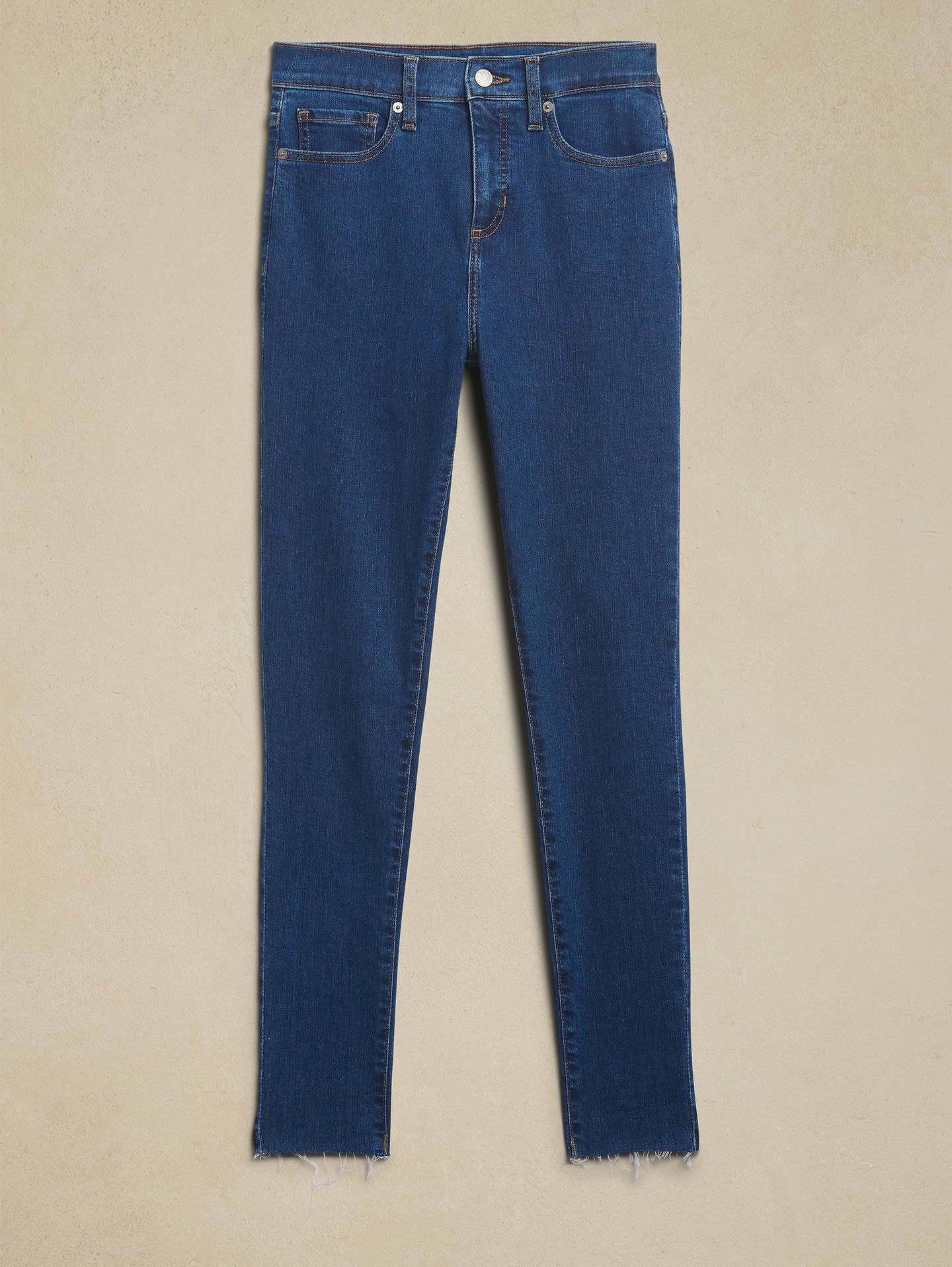 Image number 1 showing, High-Rise Skinny Raw-Hem Jean