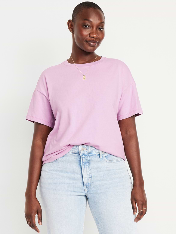 T-shirt ras du cou rétro pour femme