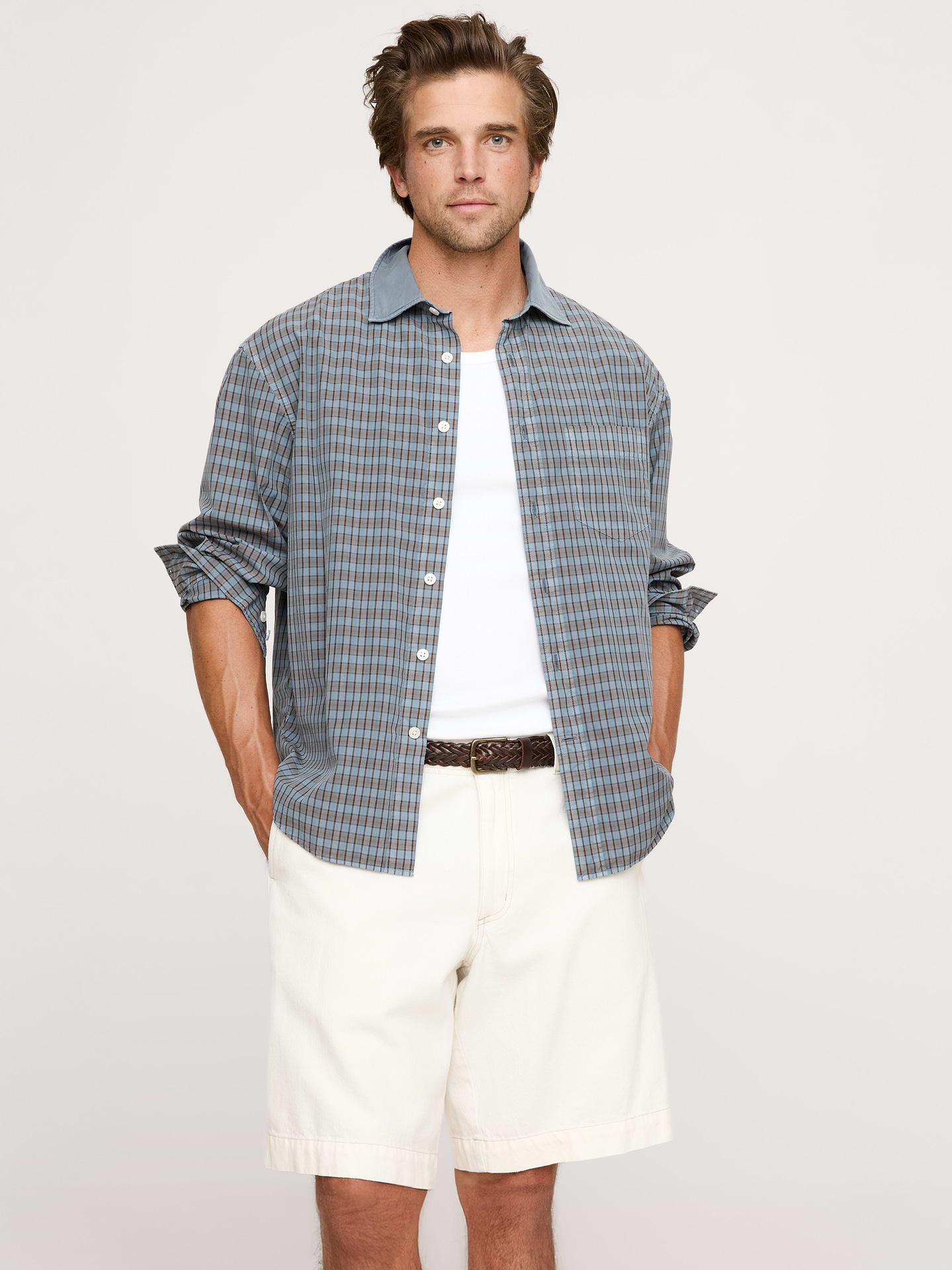 Image number 1 showing, Loose-Fit Washed Cotton Poplin Shirt