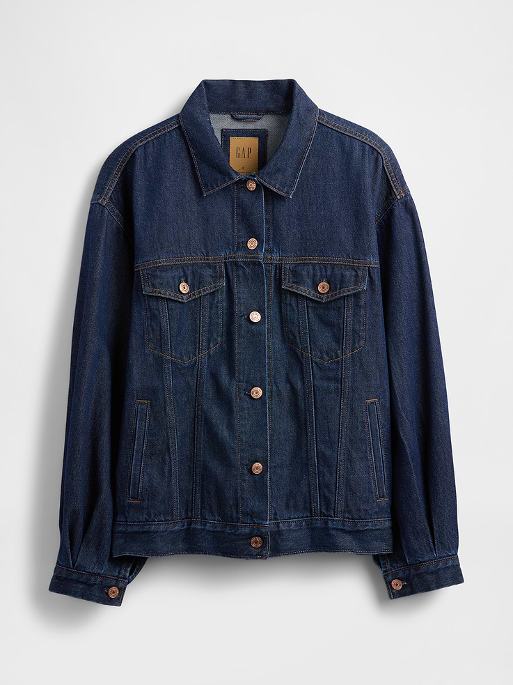 Image number 5 showing, UltraSoft Oversized Balloon-Sleeve Icon Denim Jacket