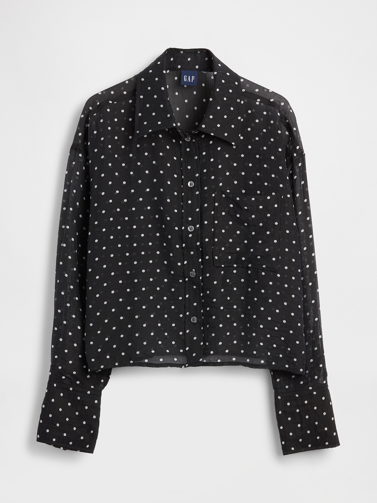 Sheer Straight-Hem Crop Shirt | Gap