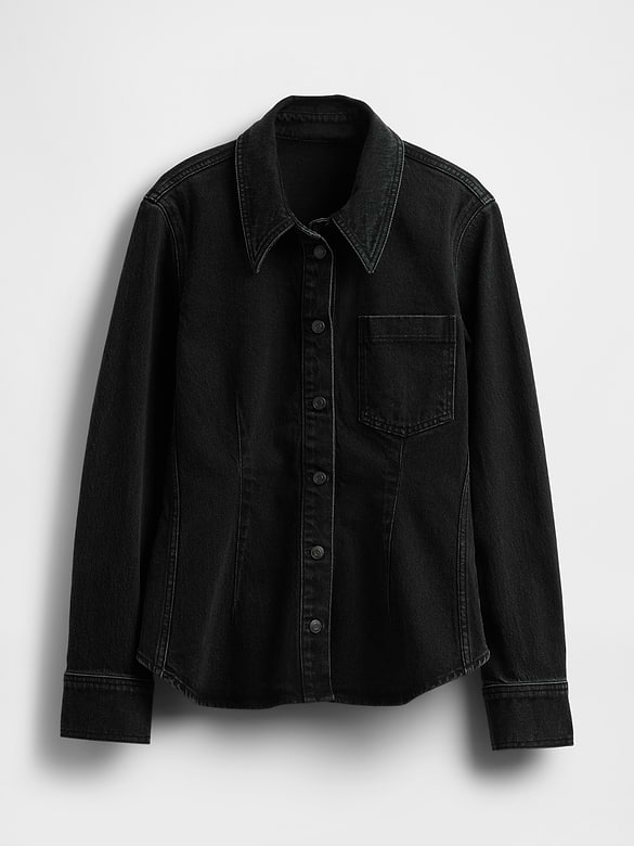 Denim Cinch-Seam Shirt
