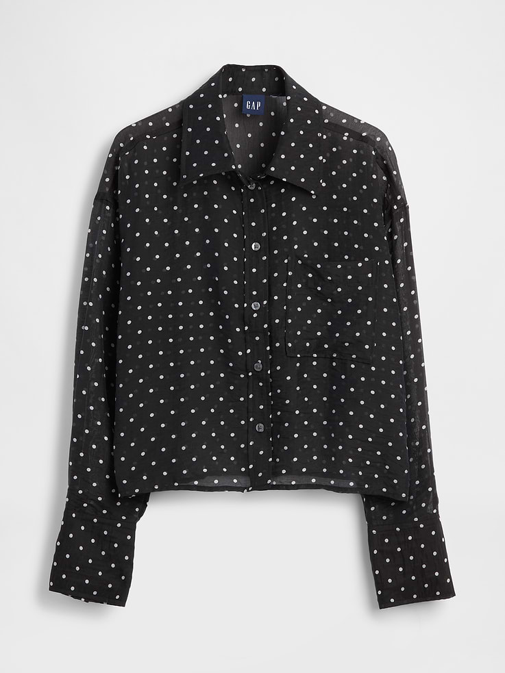 L'image numéro 5 présente Chemise courte transparente à ourlet droit