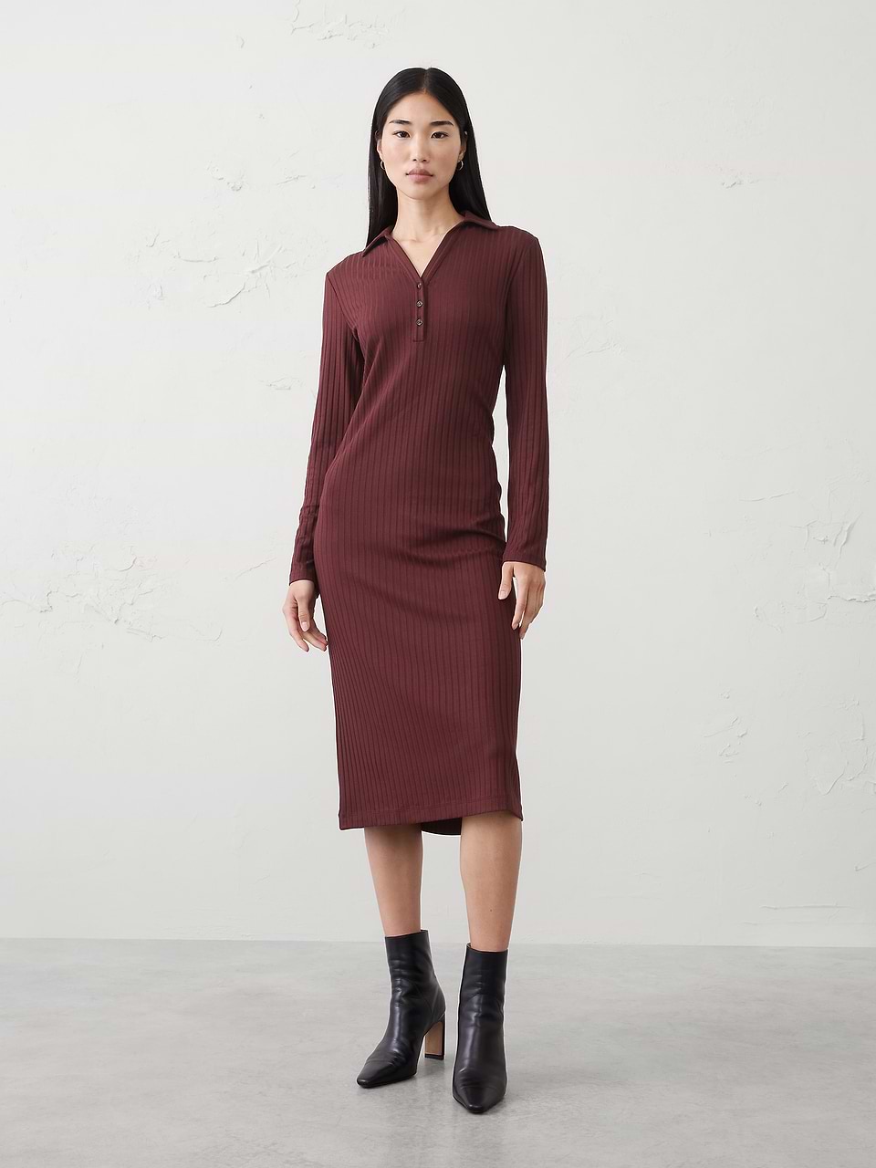 banana republic knit midi dress Wide-Ribbed draped dress