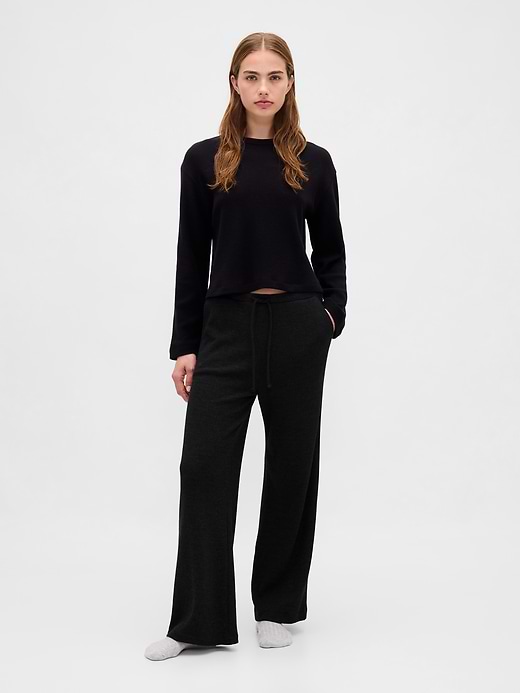 Waffle Wide-Leg PJ Pants - Black by Gap