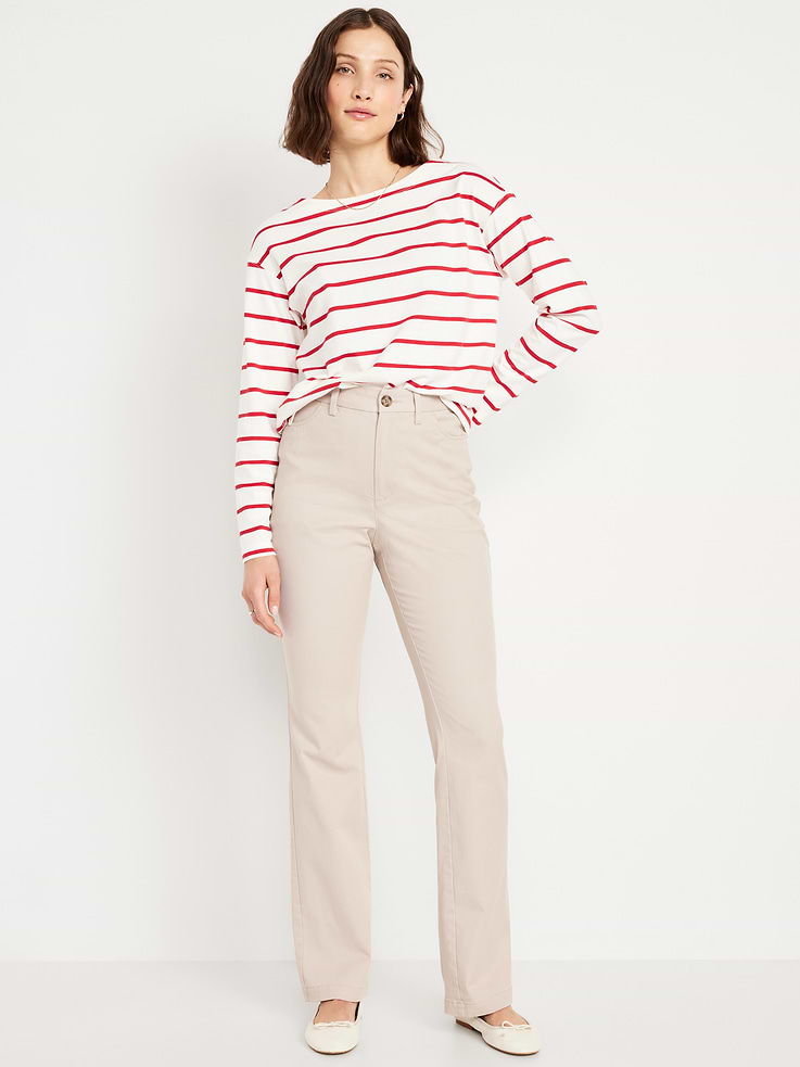 Image number 1 showing, High-Waisted Uniform Boot-Cut Pants