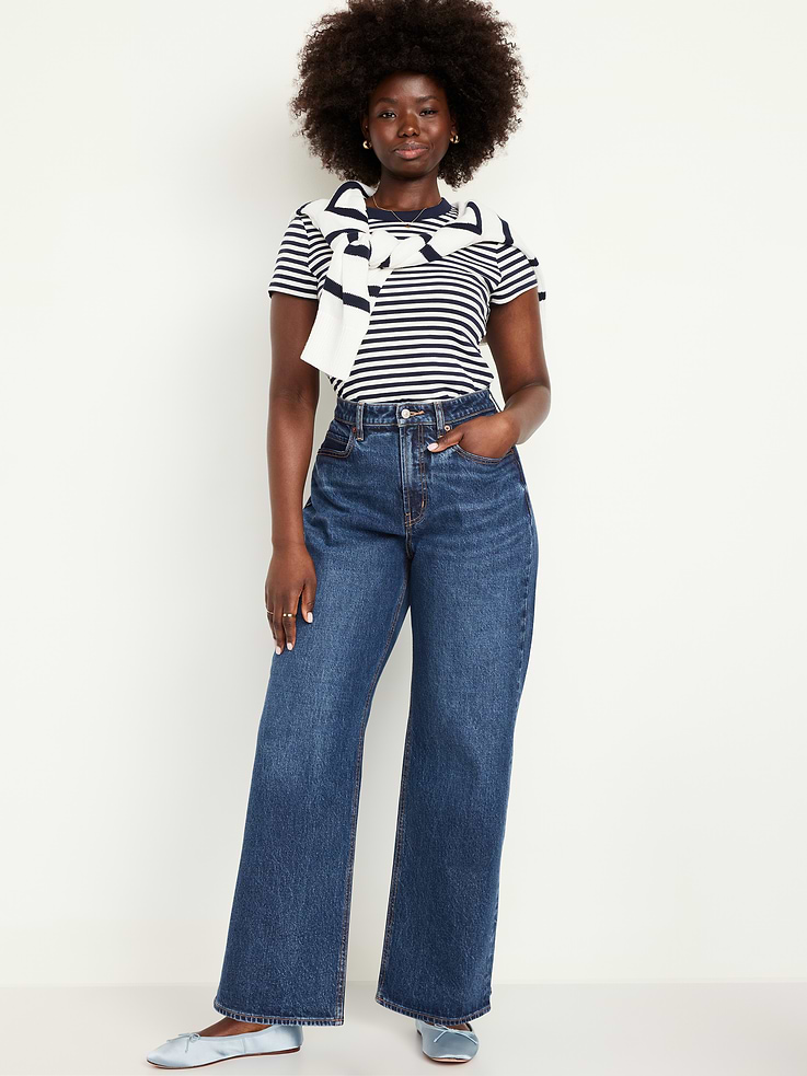 Image number 5 showing, Curvy Extra High-Waisted Wide-Leg Jeans