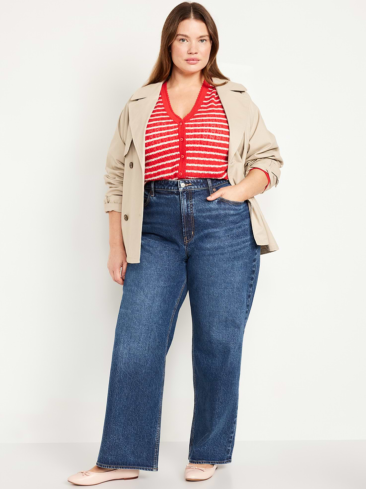 Image number 7 showing, Curvy Extra High-Waisted Wide-Leg Jeans