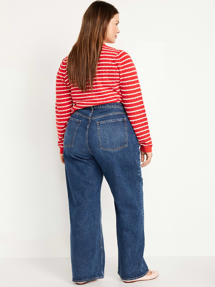 Image number 8 showing, Curvy Extra High-Waisted Wide-Leg Jeans