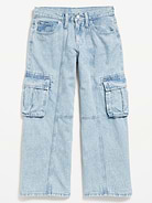 Image number 1 showing, High-Waisted Super Baggy Wide-Leg Cargo Jeans for Girls