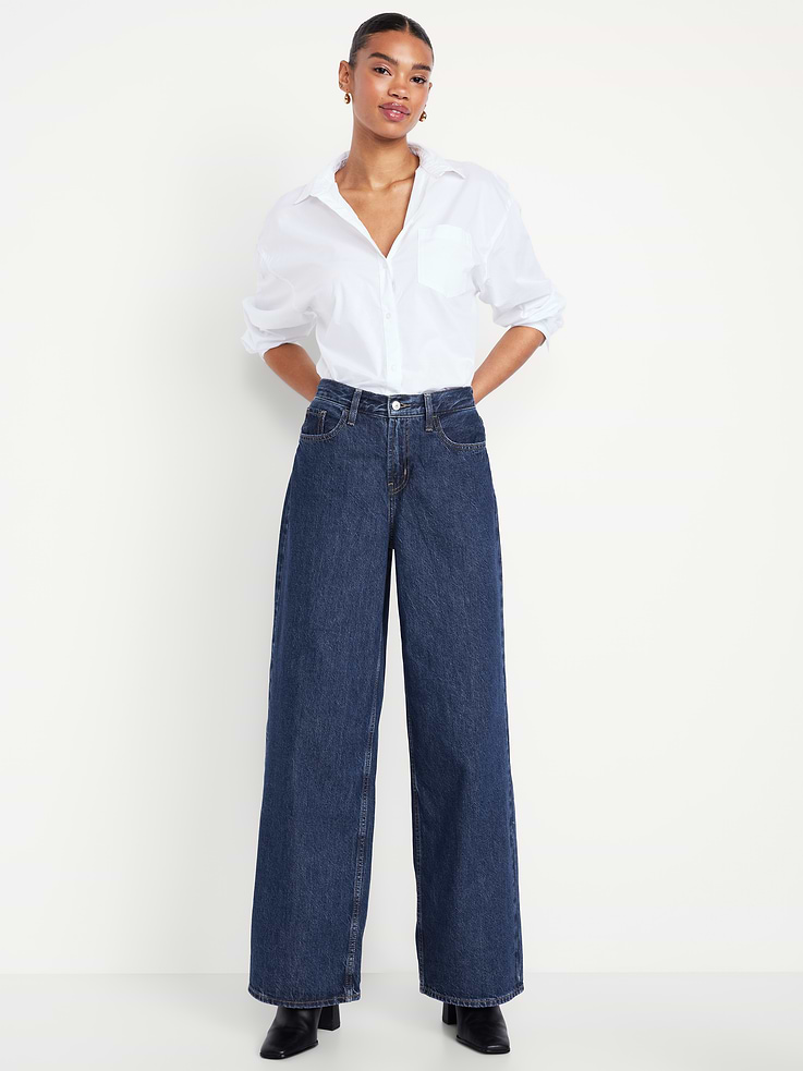 Image number 1 showing, Mid-Rise Wow Baggy Wide-Leg Jeans