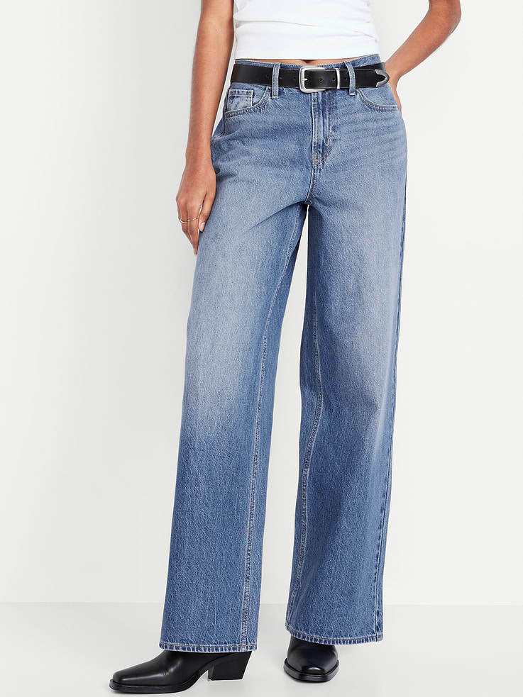L'image numéro 2 présente Jean Wow à coupe généreuse à jambe large à taille mi-basse