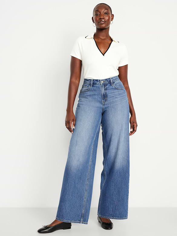 Mid-Rise Wow Baggy Wide-Leg Jeans