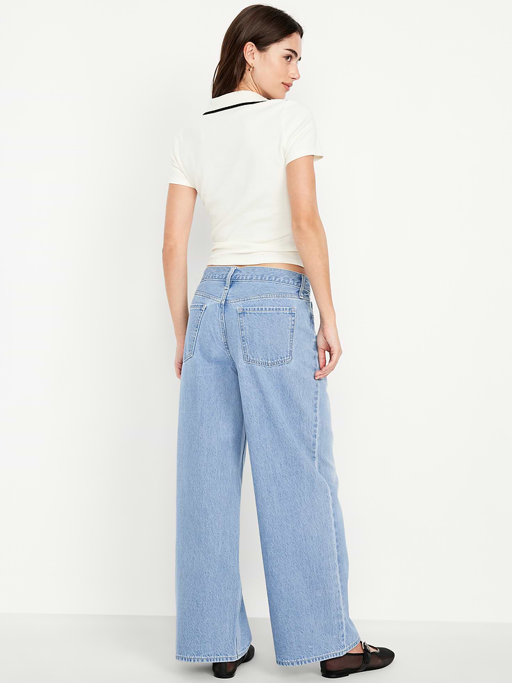 L'image numéro 3 présente Jean Wow à coupe généreuse à jambe large à taille mi-basse