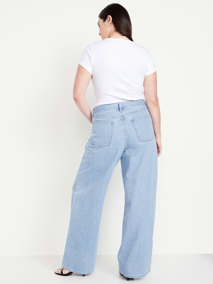 L'image numéro 7 présente Jean Wow à coupe généreuse à jambe large à taille mi-basse