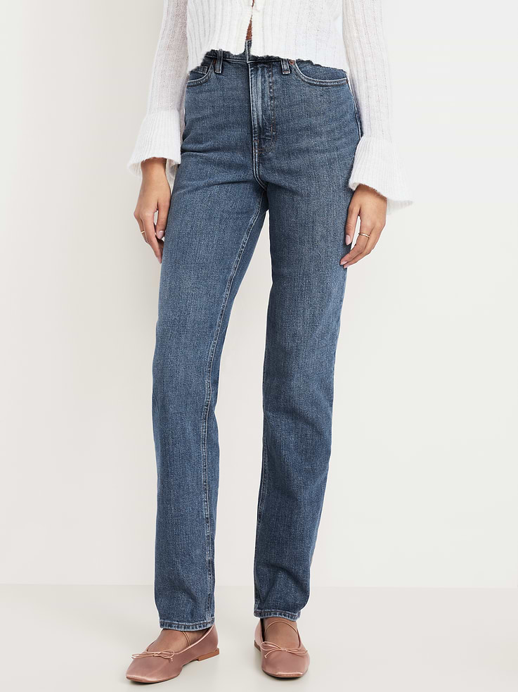 Image number 2 showing, Extra High-Waisted Straight Jeans