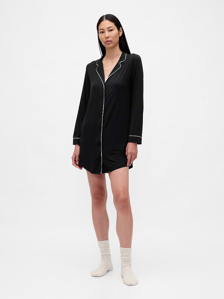 Image number 1 showing, SoftMade Modal PJ Shirtdress