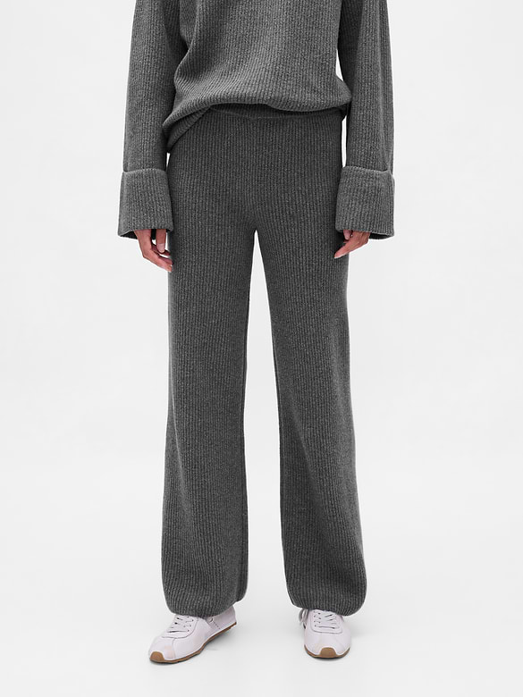 CashSoft Shaker-Stitch Sweater Pants