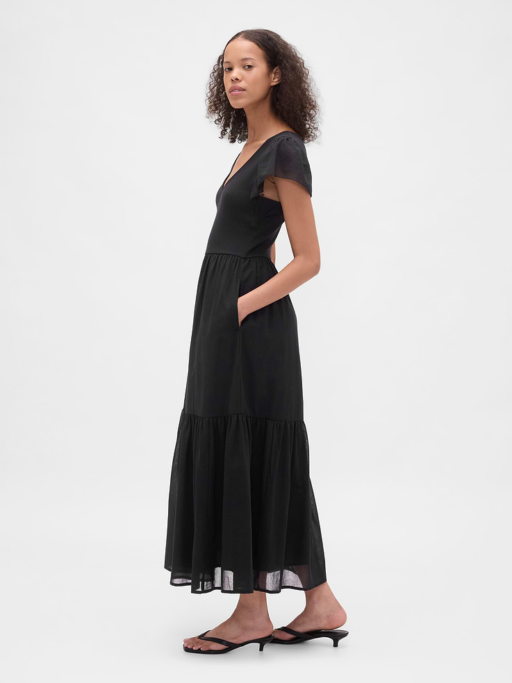 Image number 3 showing, Modern Mixed Media Ruffle Maxi Dress