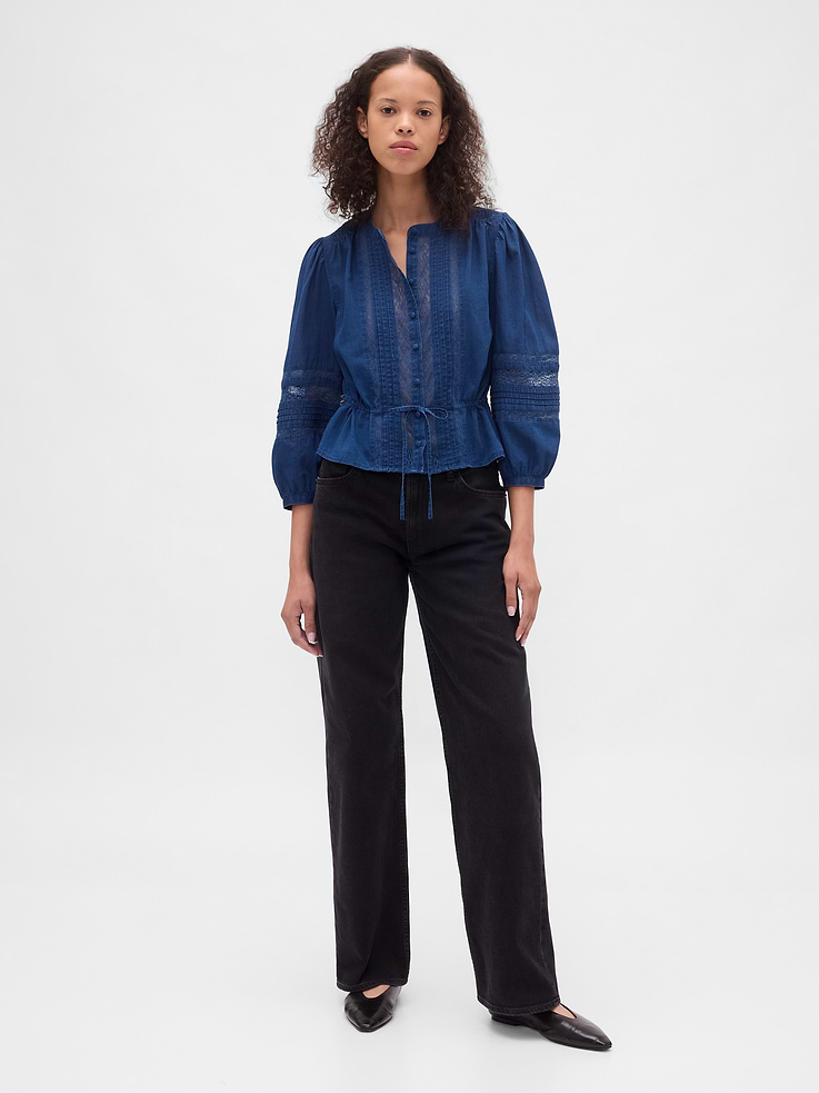 Image number 2 showing, Lace-Trim Voile Top