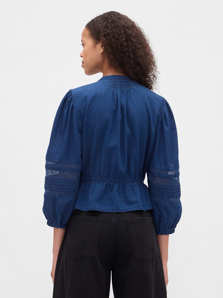 Image number 3 showing, Lace-Trim Voile Top