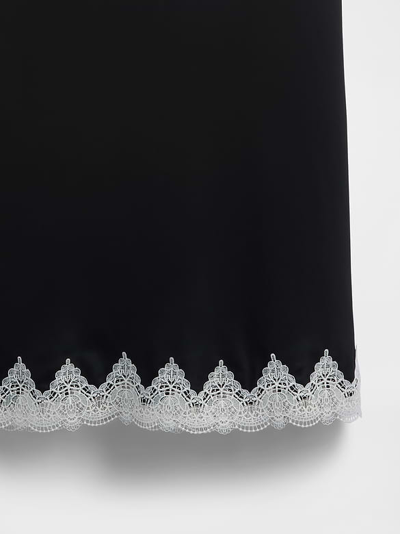 Lace-Trim Maxi Skirt