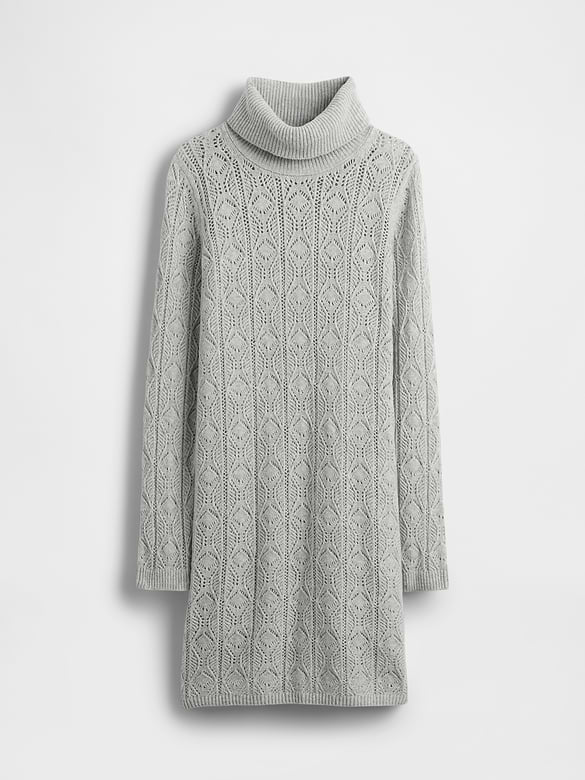 CashSoft Pointelle Turtleneck Sweater Dress