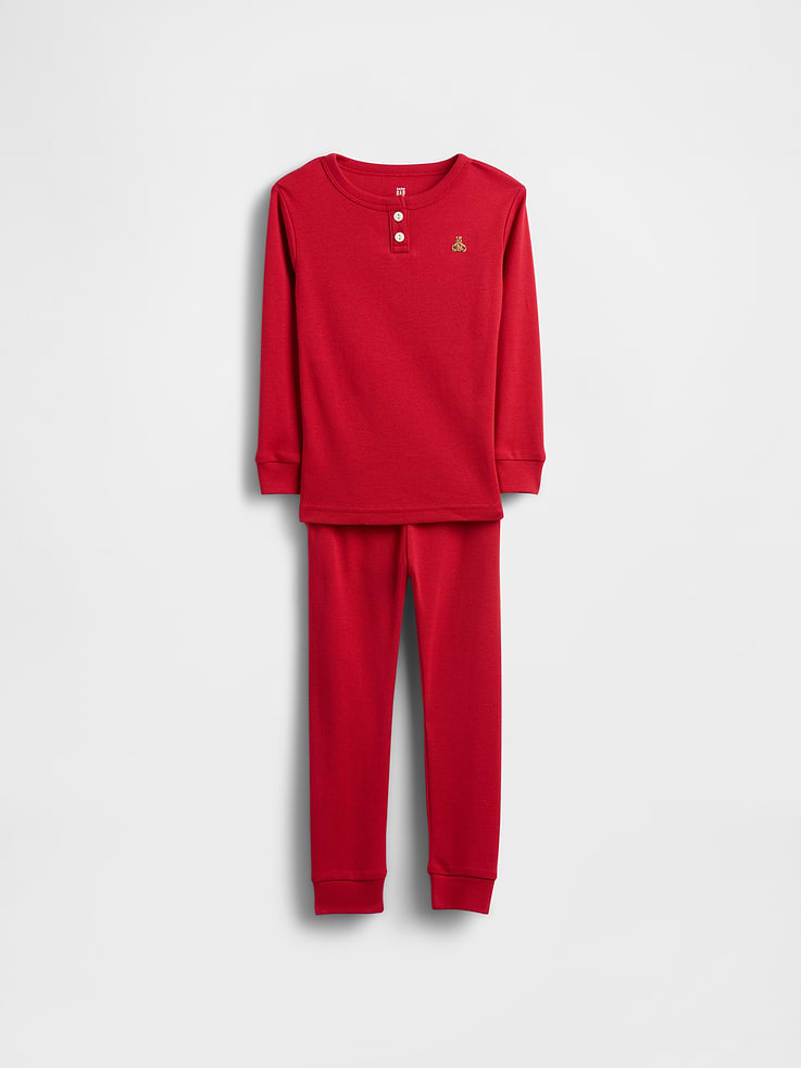 Image number 1 showing, Baby & Toddler Organic Brushed Cotton Henley PJ Set
