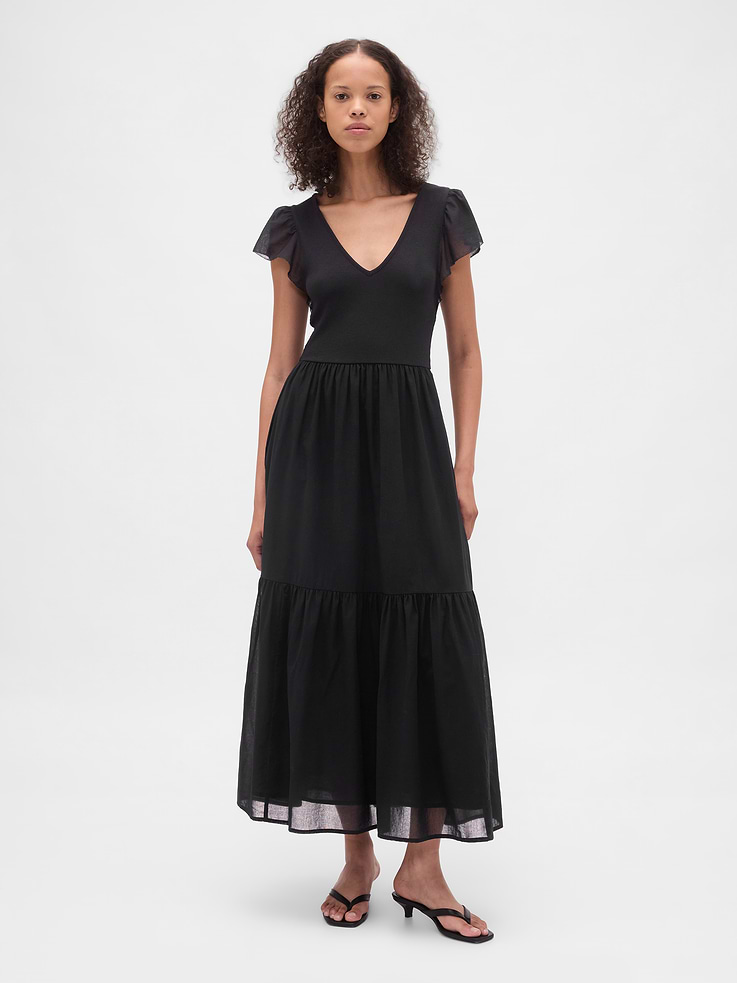 Image number 1 showing, Modern Mixed Media Ruffle Maxi Dress