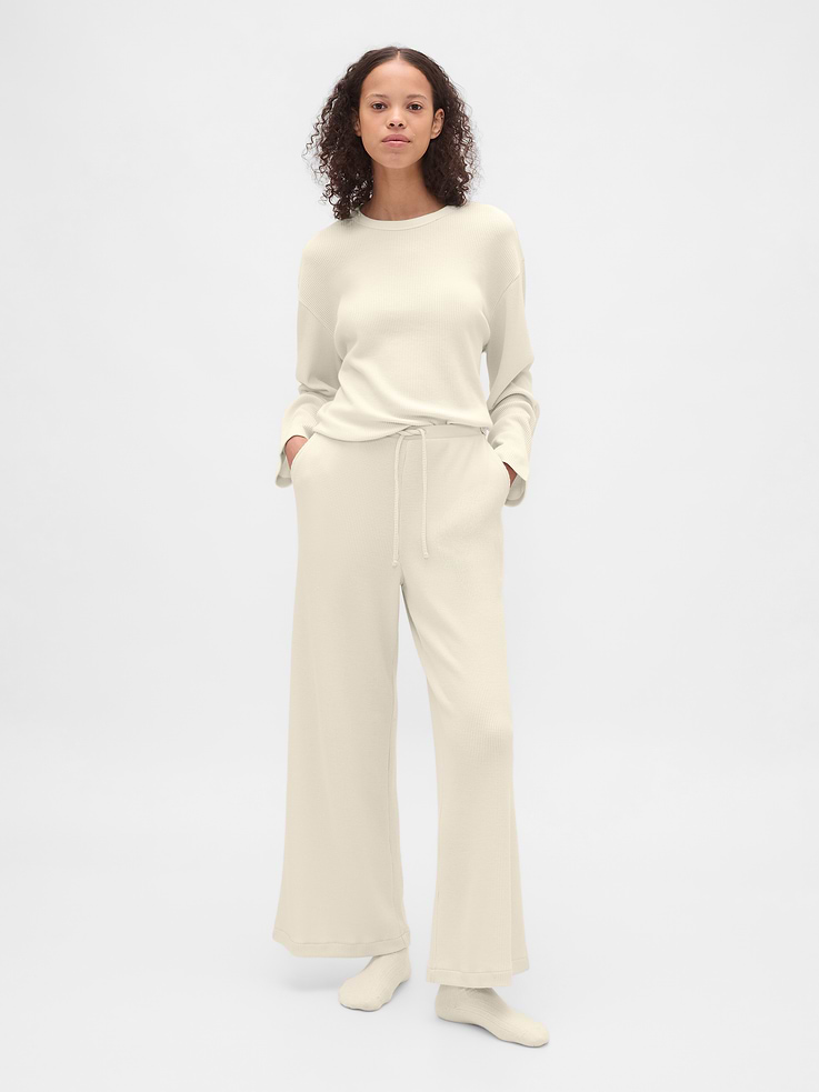 Image number 1 showing, Waffle Wide-Leg PJ Pants