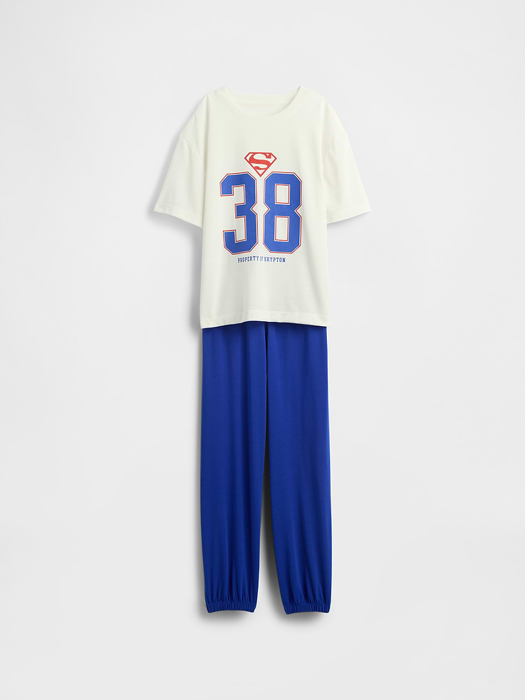 Image number 1 showing, Kids Superman Oversized Recycled PJ Jogger Set