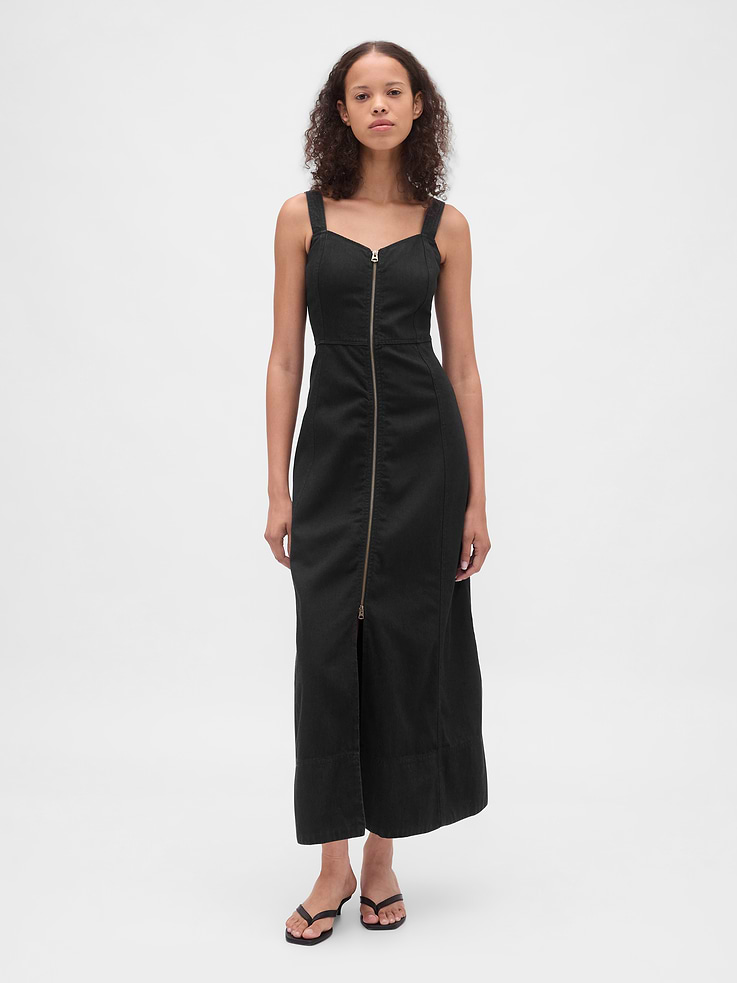 Image number 1 showing, UltraSoft Denim Zip-Front Maxi Dress