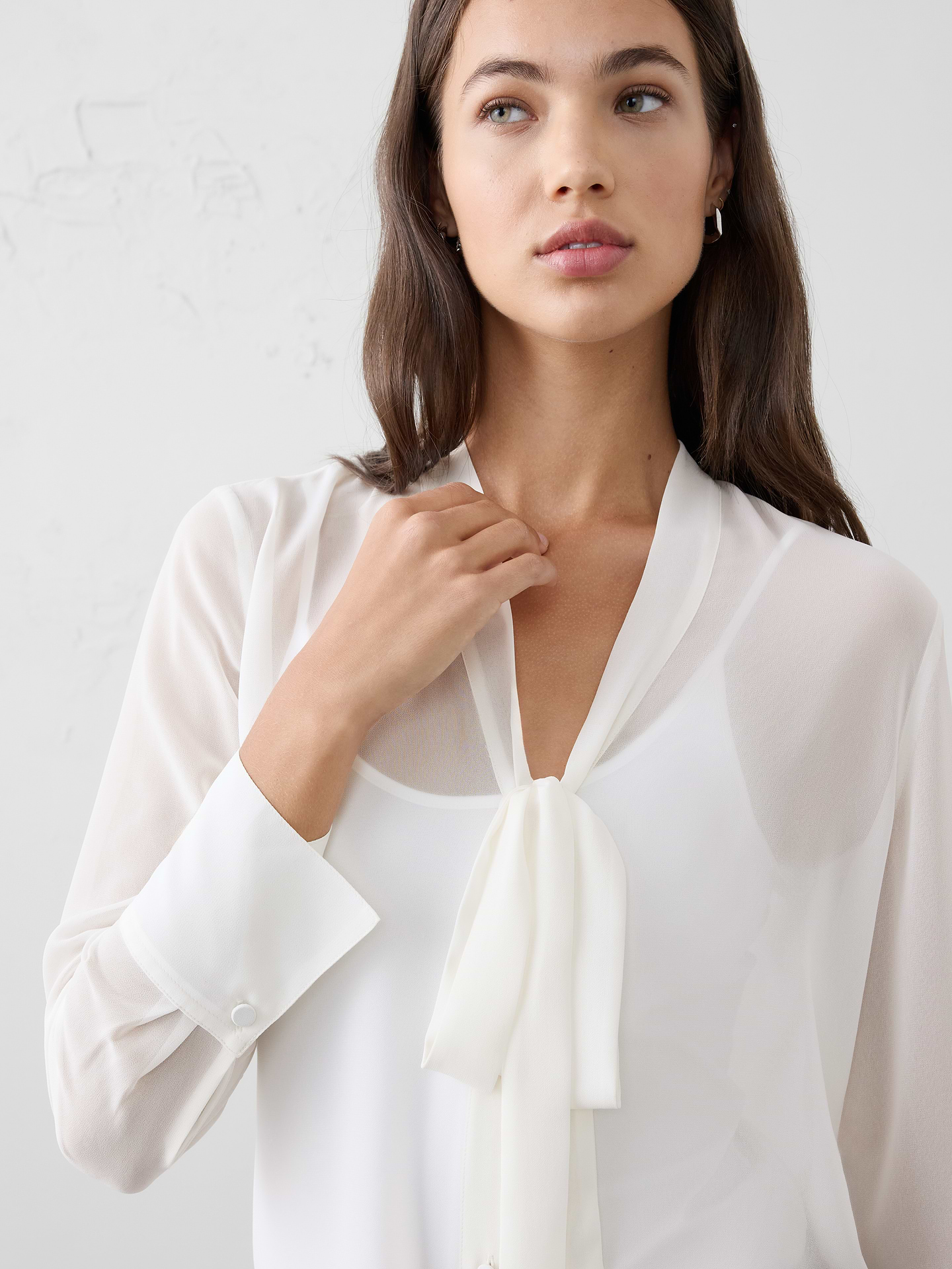 Image 3 of 4, Tie-Neck Blouse