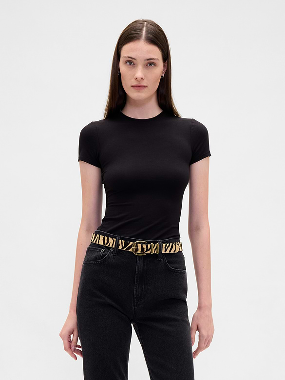 Tiger Print Calf Hair Belt